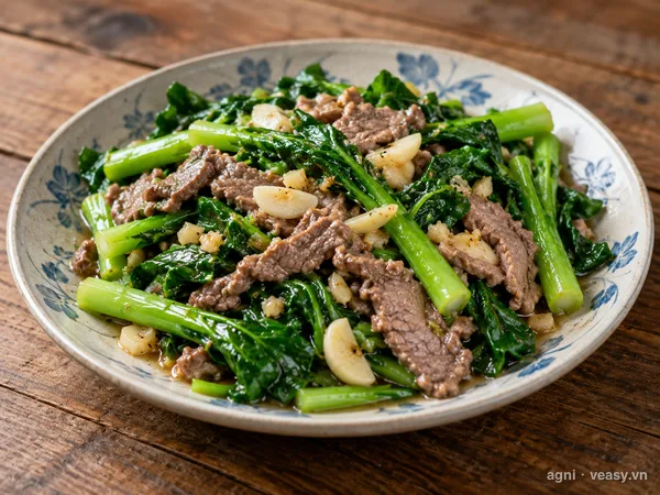 Cải làn xào thịt bò (ảnh minh hoạ do AI tạo)