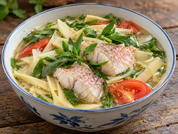 Canh cá nấu măng chua (ảnh minh hoạ do AI tạo)