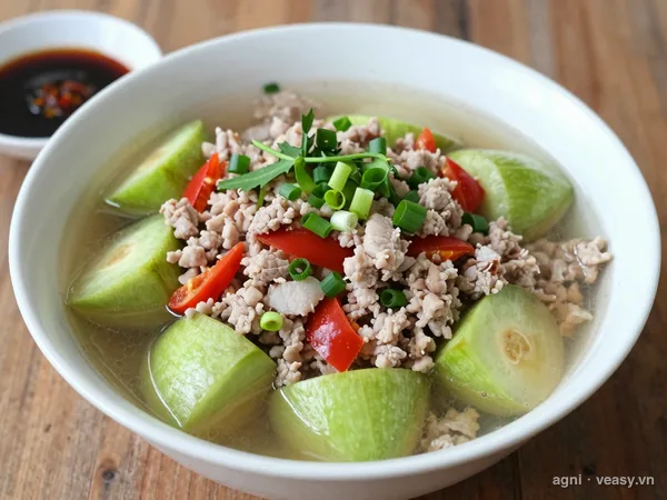 Canh sấu nấu thịt băm (ảnh minh hoạ do AI tạo)