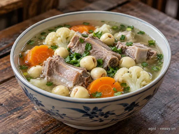 Canh sườn hầm hạt sen (ảnh minh hoạ do AI tạo)