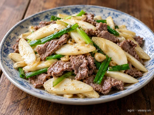 Củ niễng xào thịt bò (ảnh minh hoạ do AI tạo)
