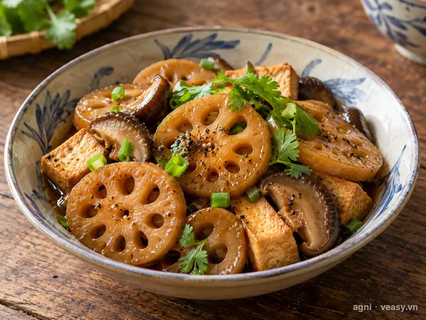 Củ sen kho chay (ảnh minh hoạ do AI tạo)