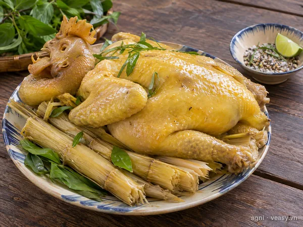 Gà hấp mía (ảnh minh hoạ do AI tạo)