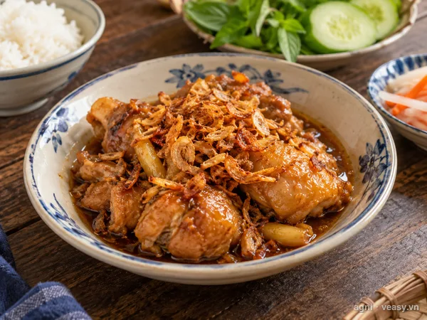 Gà kho hành phi (ảnh minh hoạ do AI tạo)