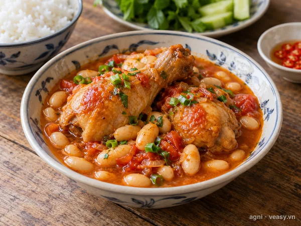 Gà nấu đậu (ảnh minh hoạ do AI tạo)