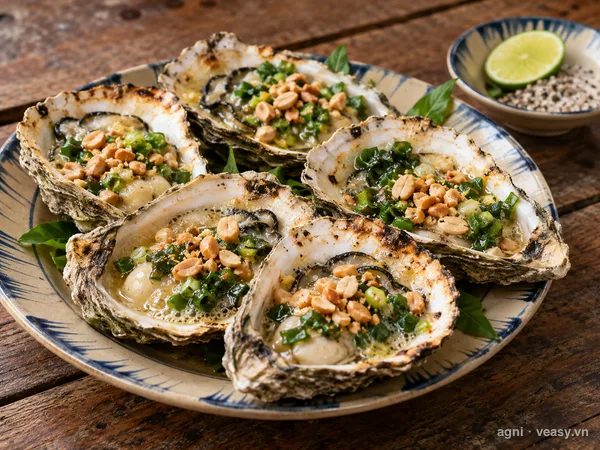 Hàu nướng mỡ hành (ảnh minh hoạ do AI tạo)