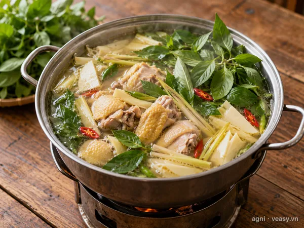 Lẩu gà lá é (ảnh minh hoạ do AI tạo)