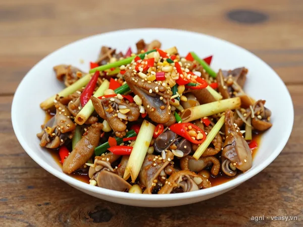Mề gà xào sả ớt (ảnh minh hoạ do AI tạo)
