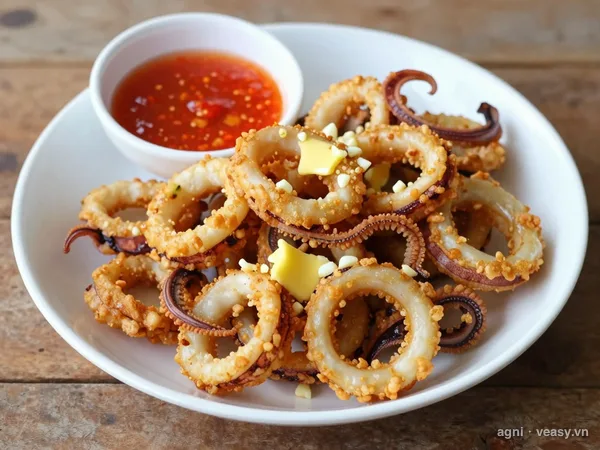 Mực rán bơ tỏi (ảnh minh hoạ do AI tạo)