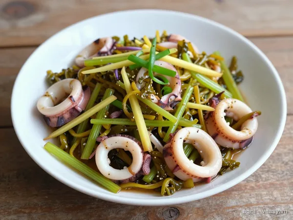 Mực xào dưa cải (ảnh minh hoạ do AI tạo)
