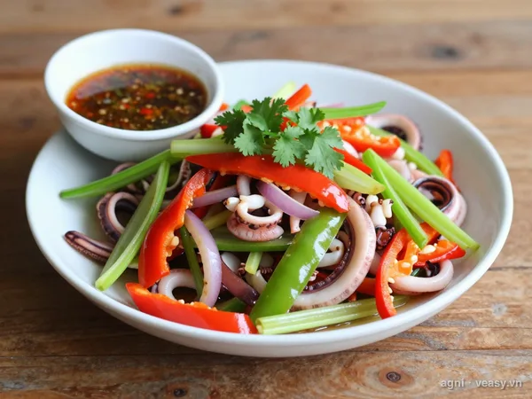 Mực xào ớt chuông (ảnh minh hoạ do AI tạo)