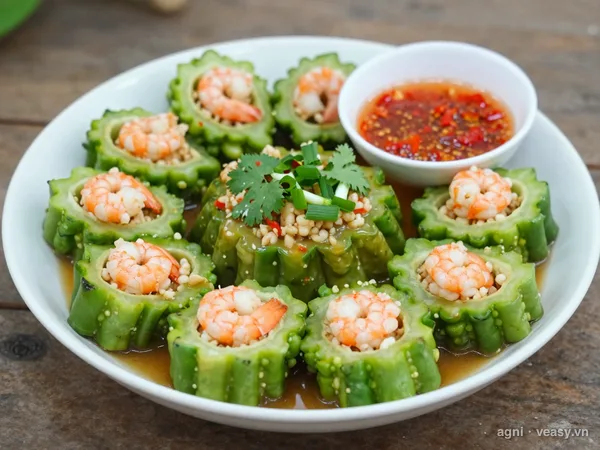 Mướp nhồi tôm hấp (ảnh minh hoạ do AI tạo)