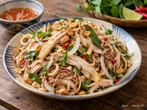 Nộm gà hoa chuối (ảnh minh hoạ do AI tạo)