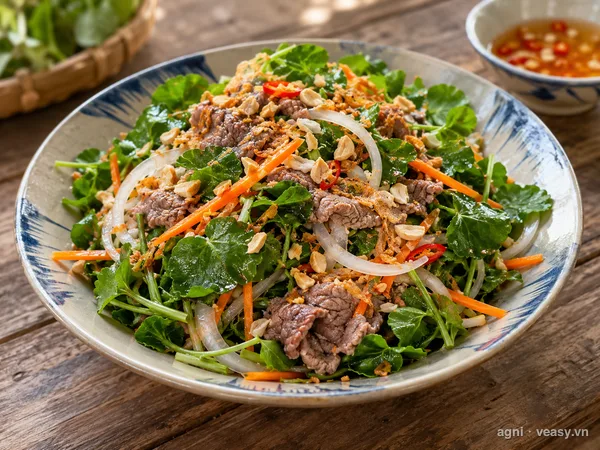 Nộm rau má thịt bò (ảnh minh hoạ do AI tạo)