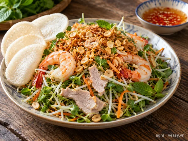 Nộm tôm rau mầm (ảnh minh hoạ do AI tạo)