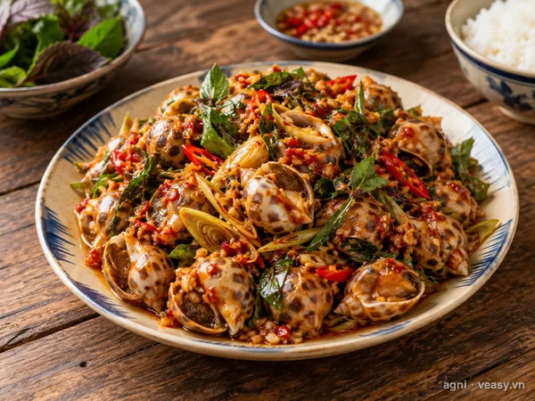 Ốc xào cay (ảnh minh hoạ do AI tạo)