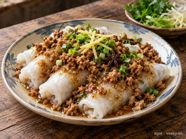 Phở cuốn sốt thịt băm (ảnh minh hoạ do AI tạo)