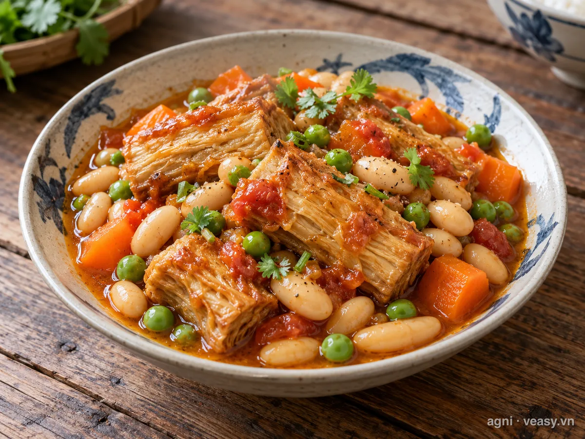 Sườn chay nấu đậu (ảnh minh hoạ do AI tạo)