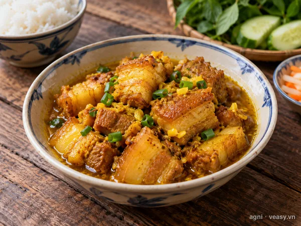 Thịt kho nghệ (ảnh minh hoạ do AI tạo)