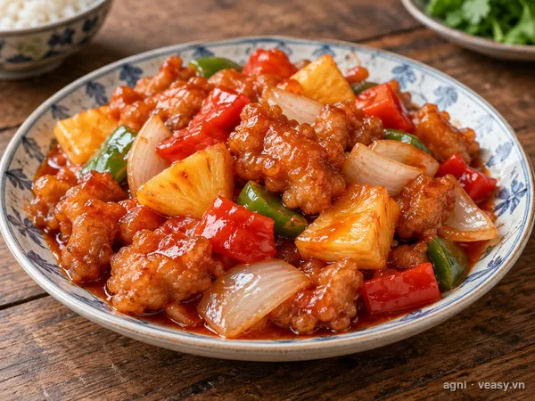 Thịt lợn sốt chua ngọt (ảnh minh hoạ do AI tạo)