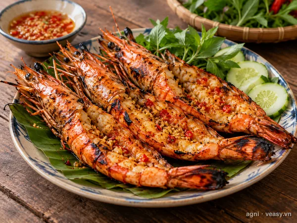 Tôm nướng muối ớt (ảnh minh hoạ do AI tạo)
