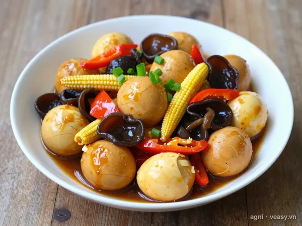 Trứng cút xào chua ngọt (ảnh minh hoạ do AI tạo)